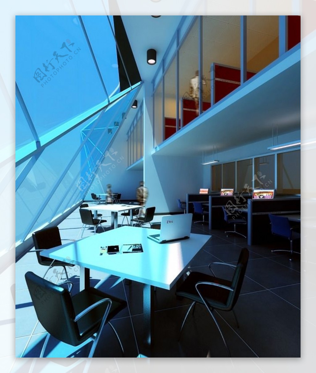 办公空间3D效果图源文件Vary渲染效果