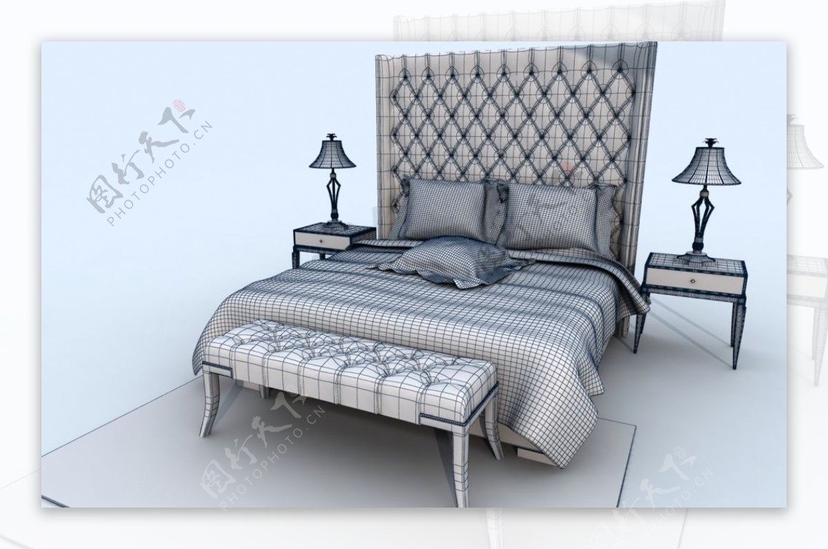 床欧式卧室家具模型