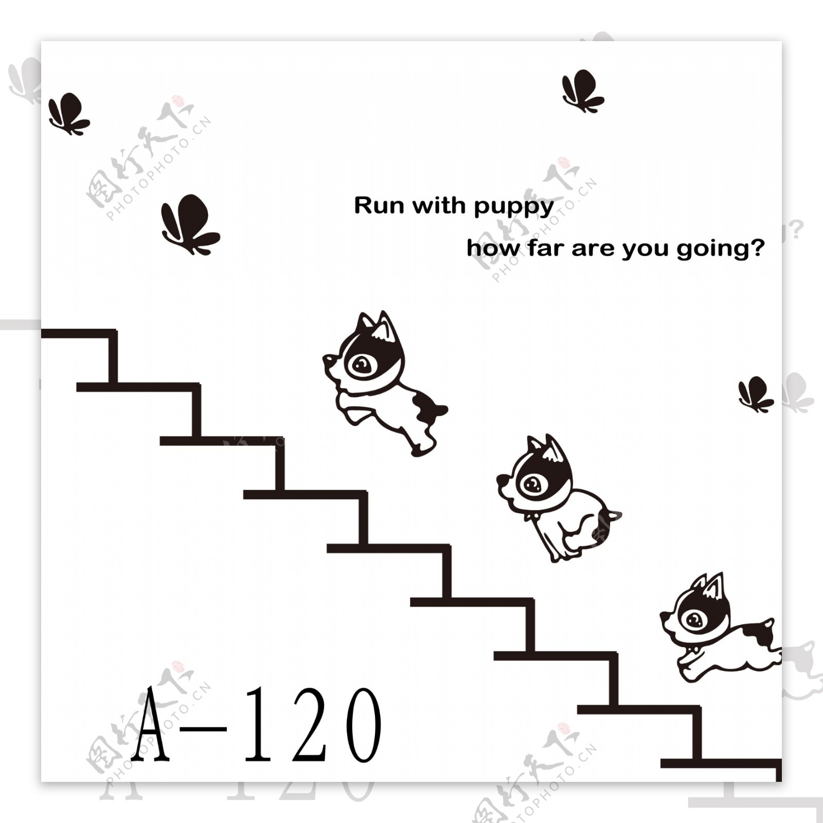 小狗爬楼梯