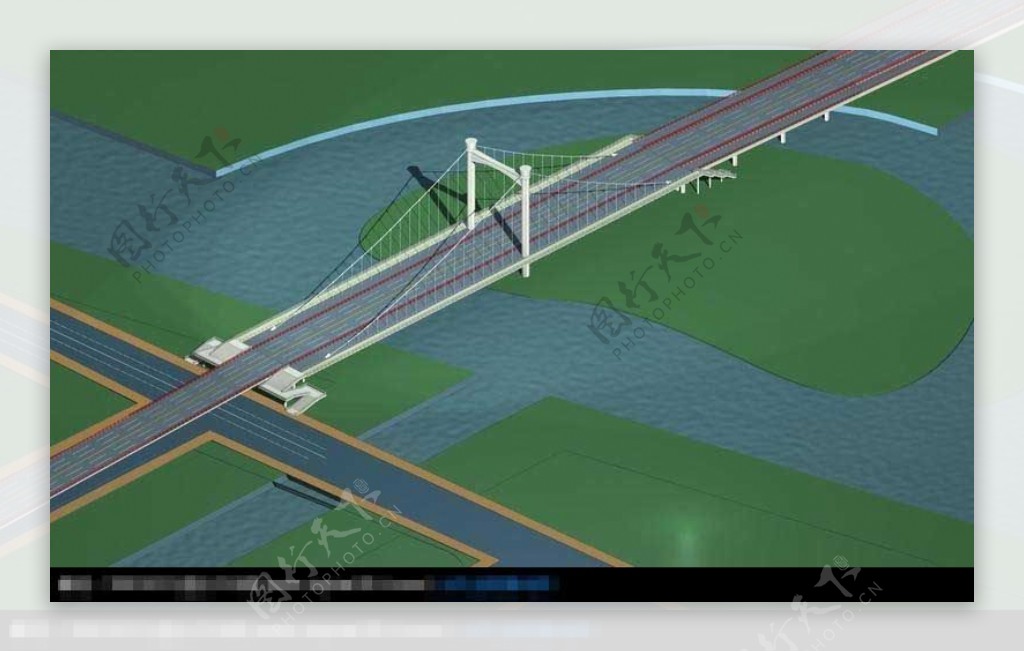 现代风格的桥梁大桥3D小品建筑模型