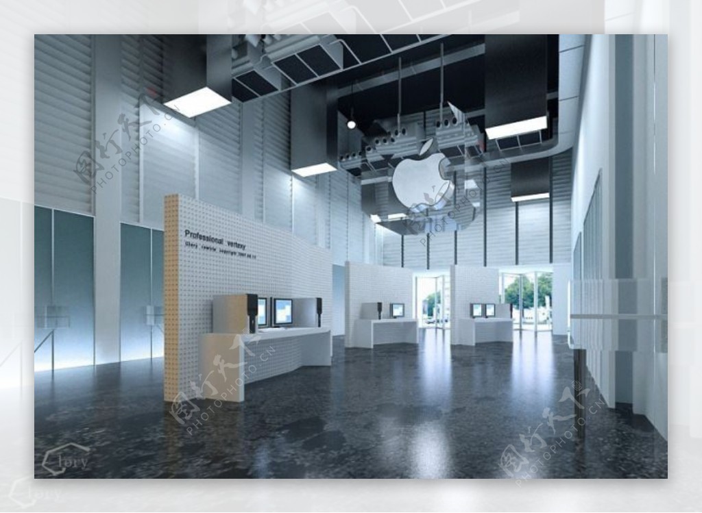现代苹果公司展厅3D效果图