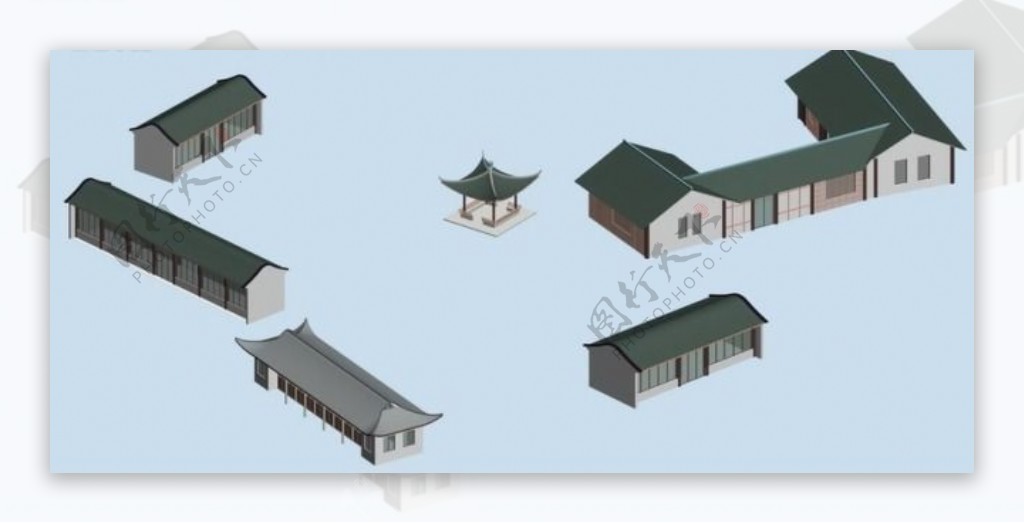 中国风格古代古典建筑群3D模型