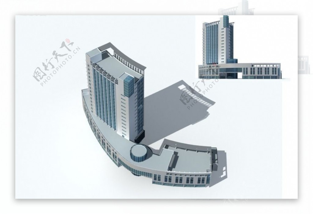 弧形高层公共建筑商业大厦3D模型