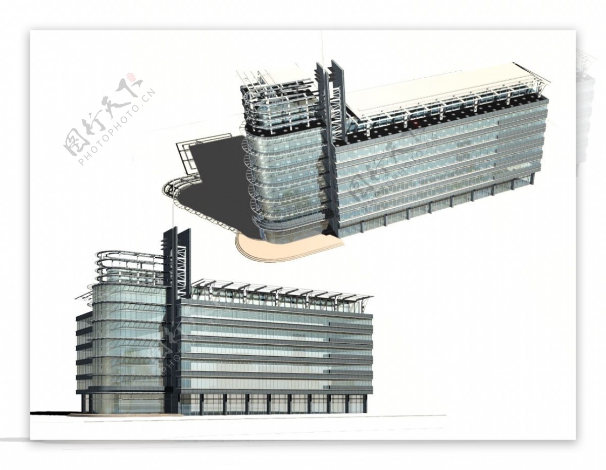 豪华现代风格公共建筑办公楼3D模型