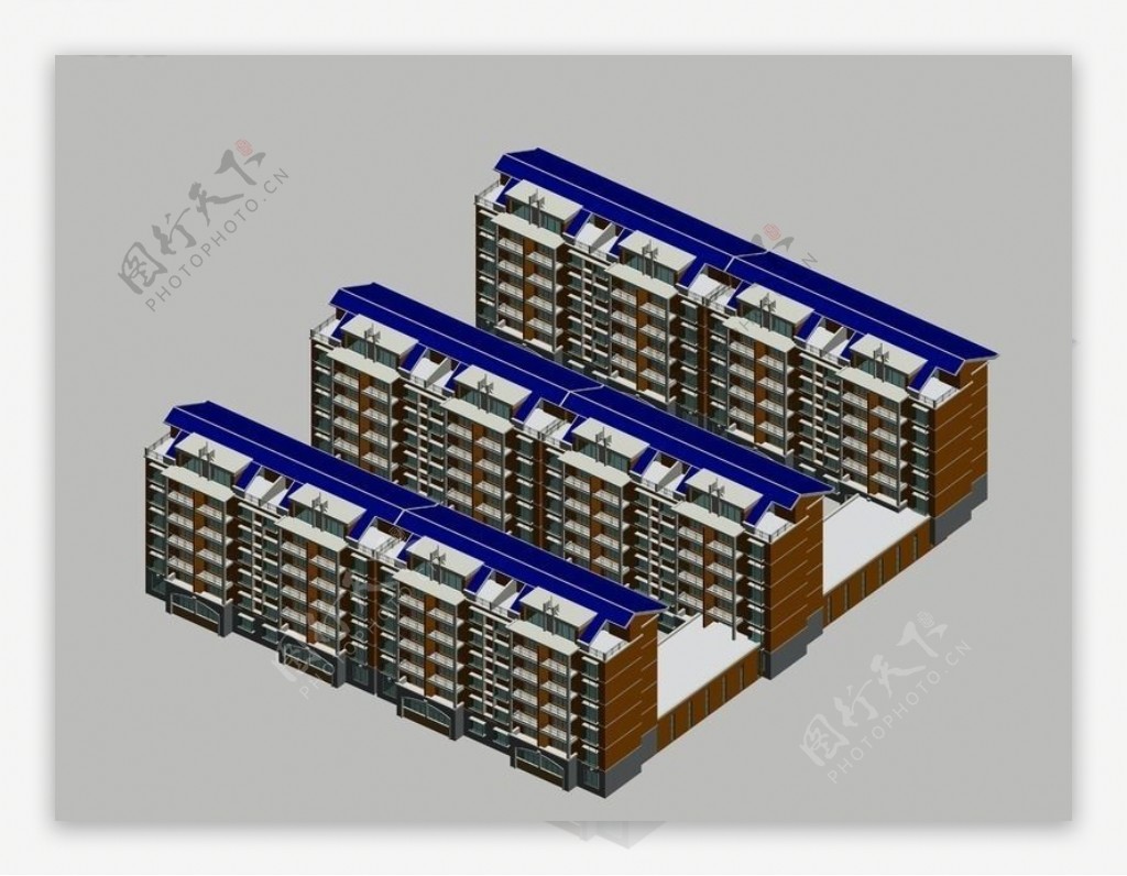 多排小区住宅建筑3d模型