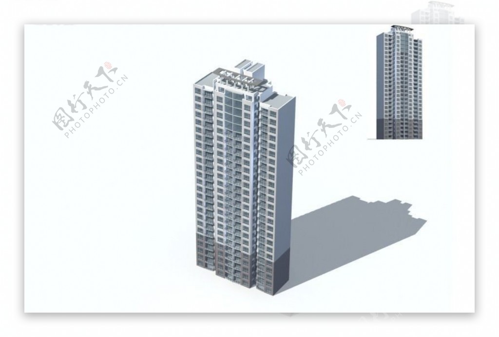 现代化新型立式高层建筑群3D模型图
