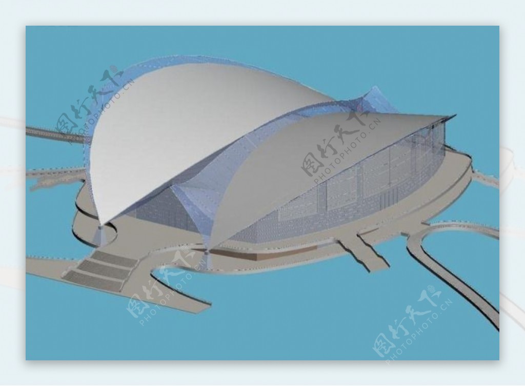 贝壳式艺术风格公共建筑3d效果图