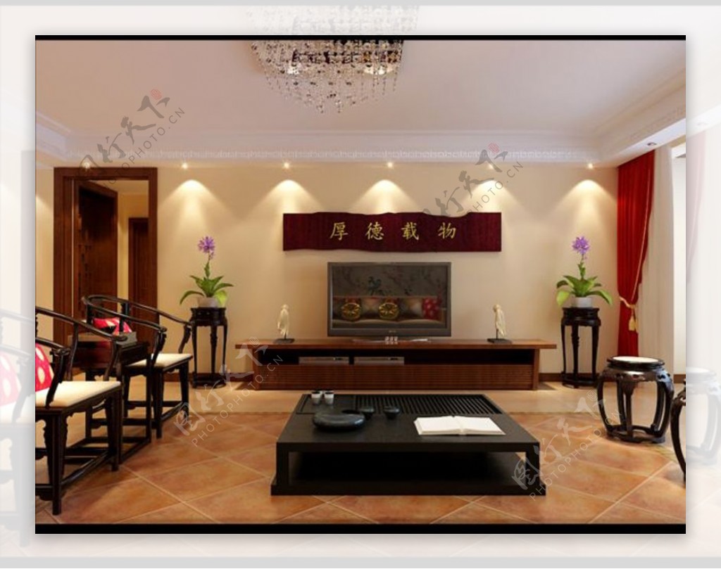时尚中式客厅模型