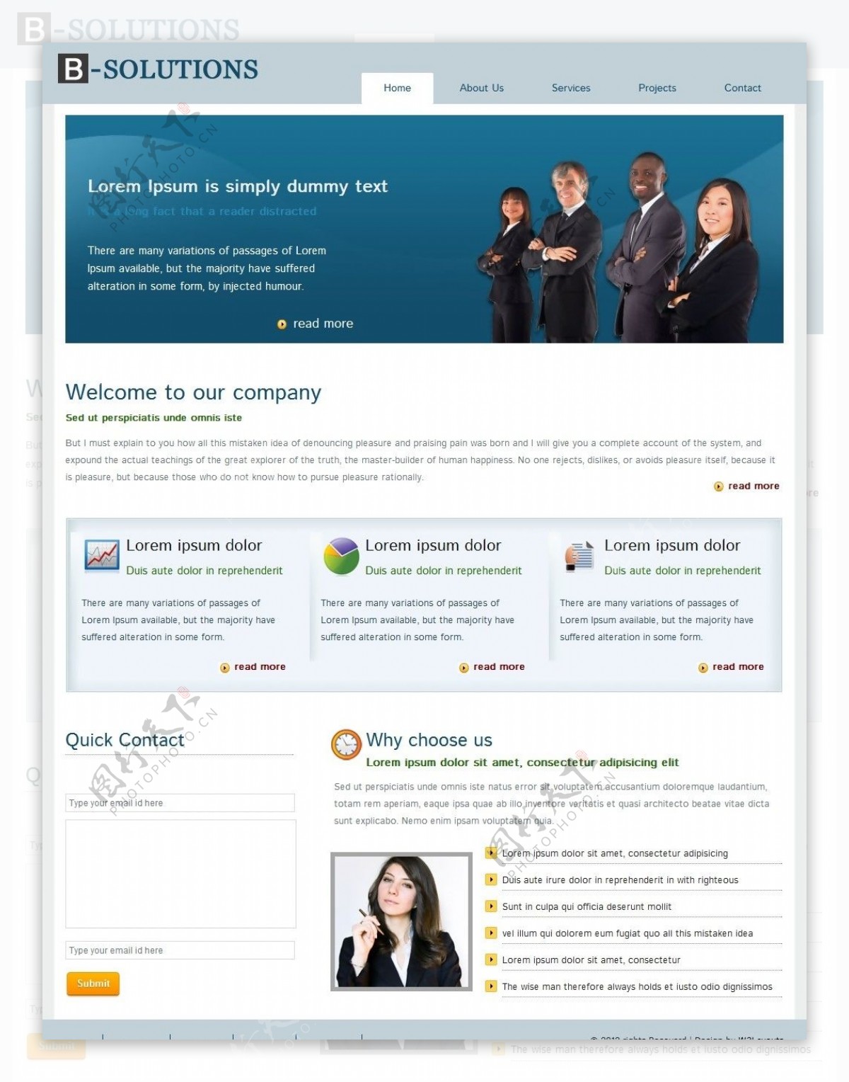 蓝色专业商务公司网页模板