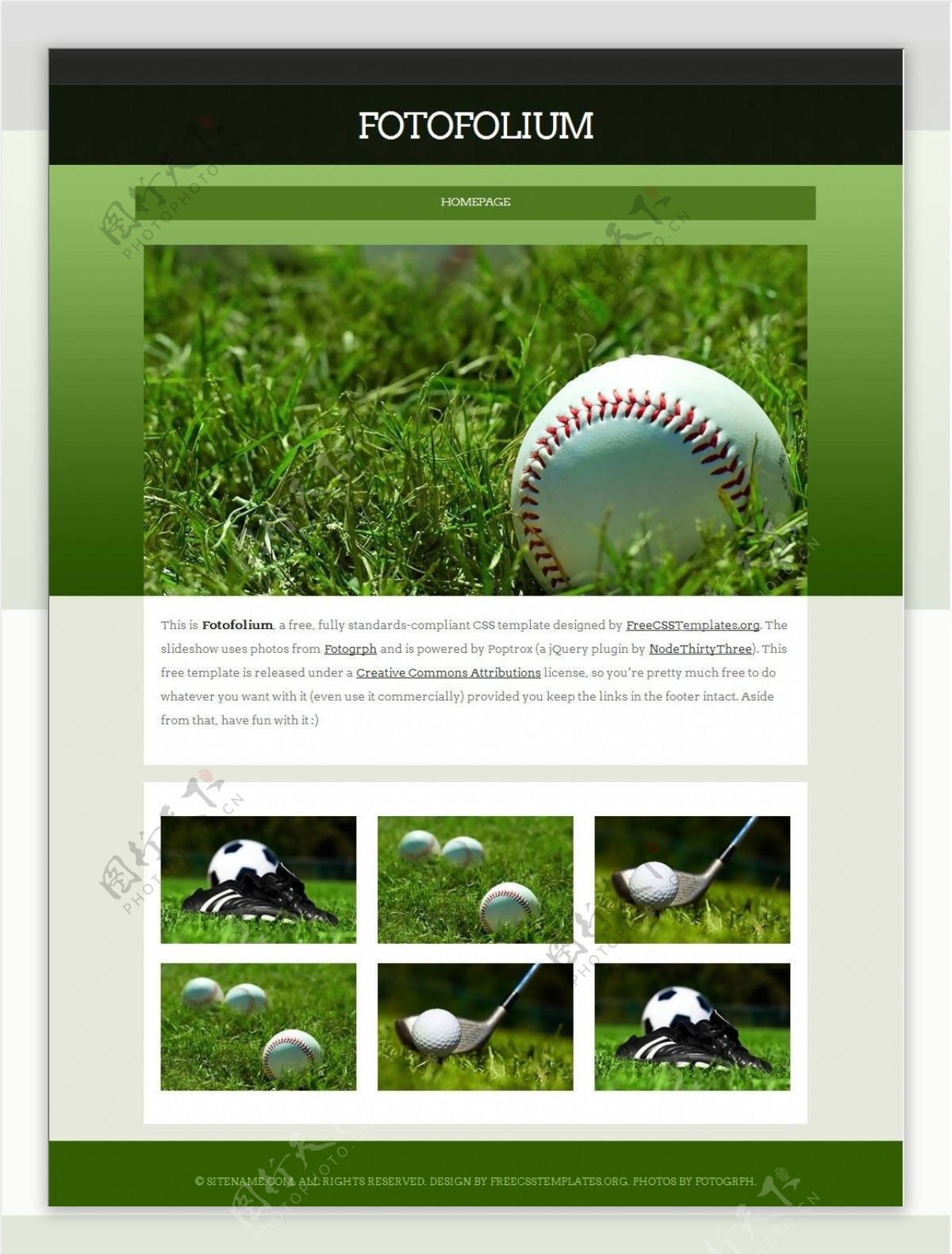 高尔夫绿荫图片信息网站模板