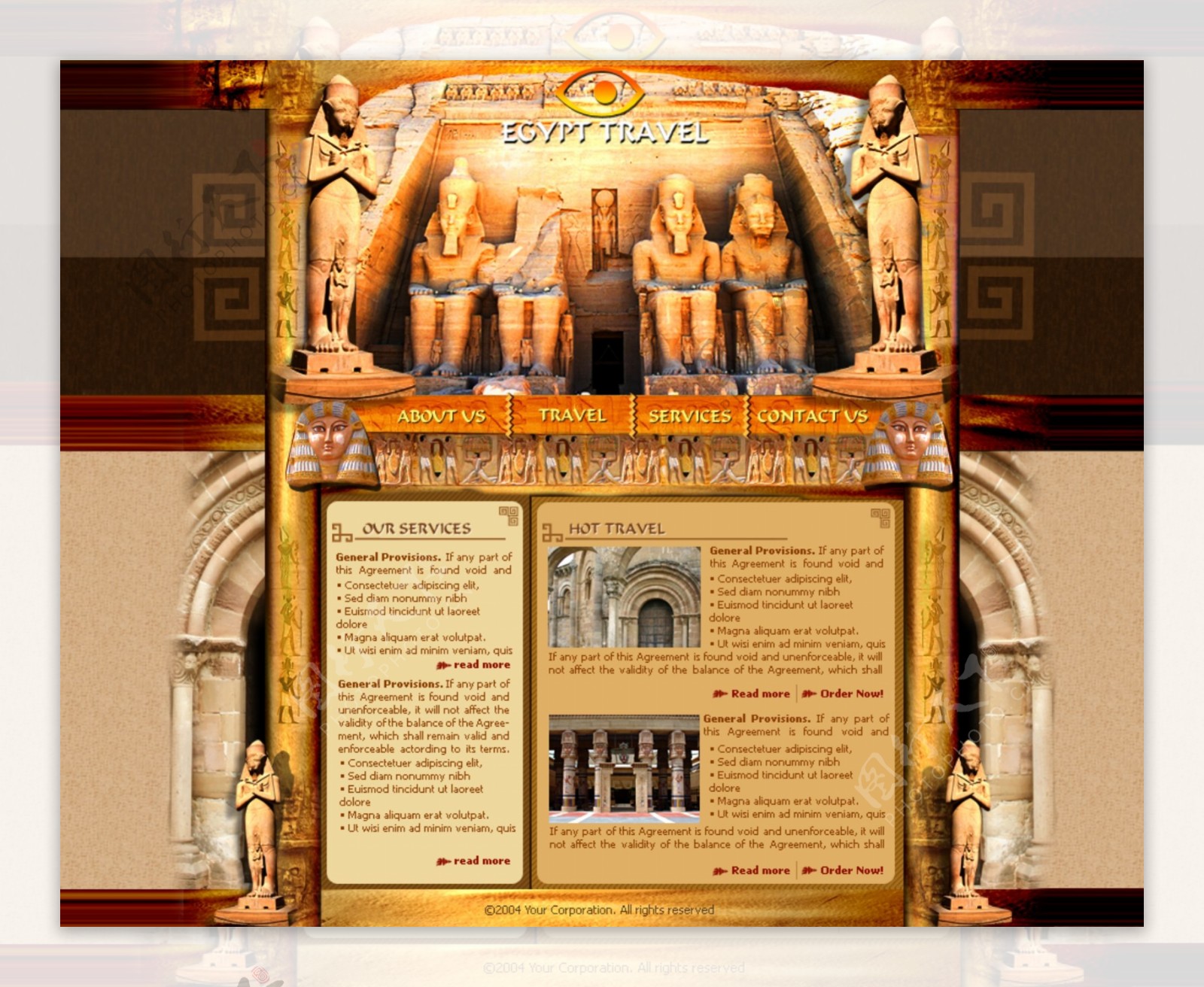 埃及奇迹旅游信息网页模板