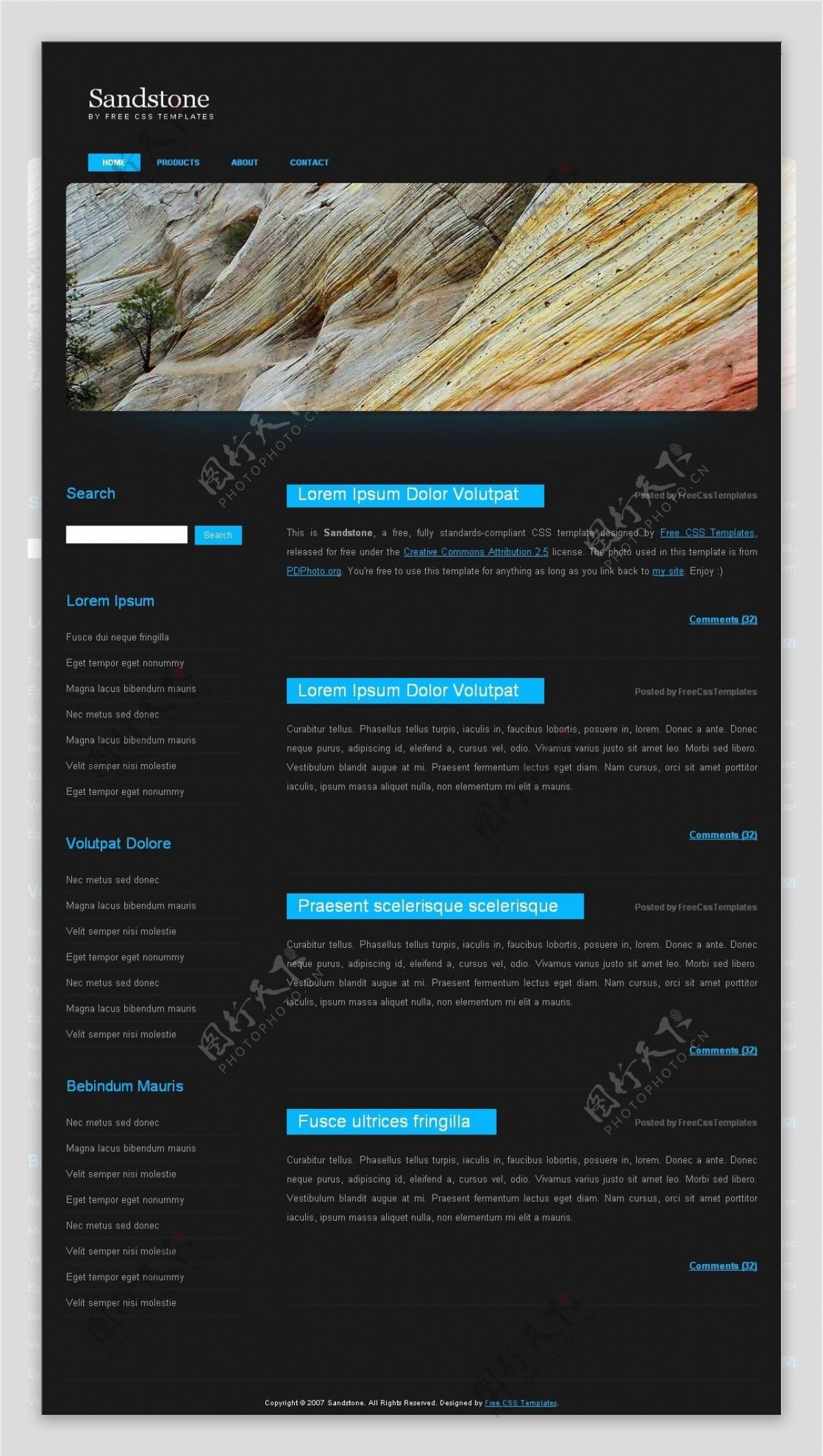 砂岩主题黑色BLOG网页模板