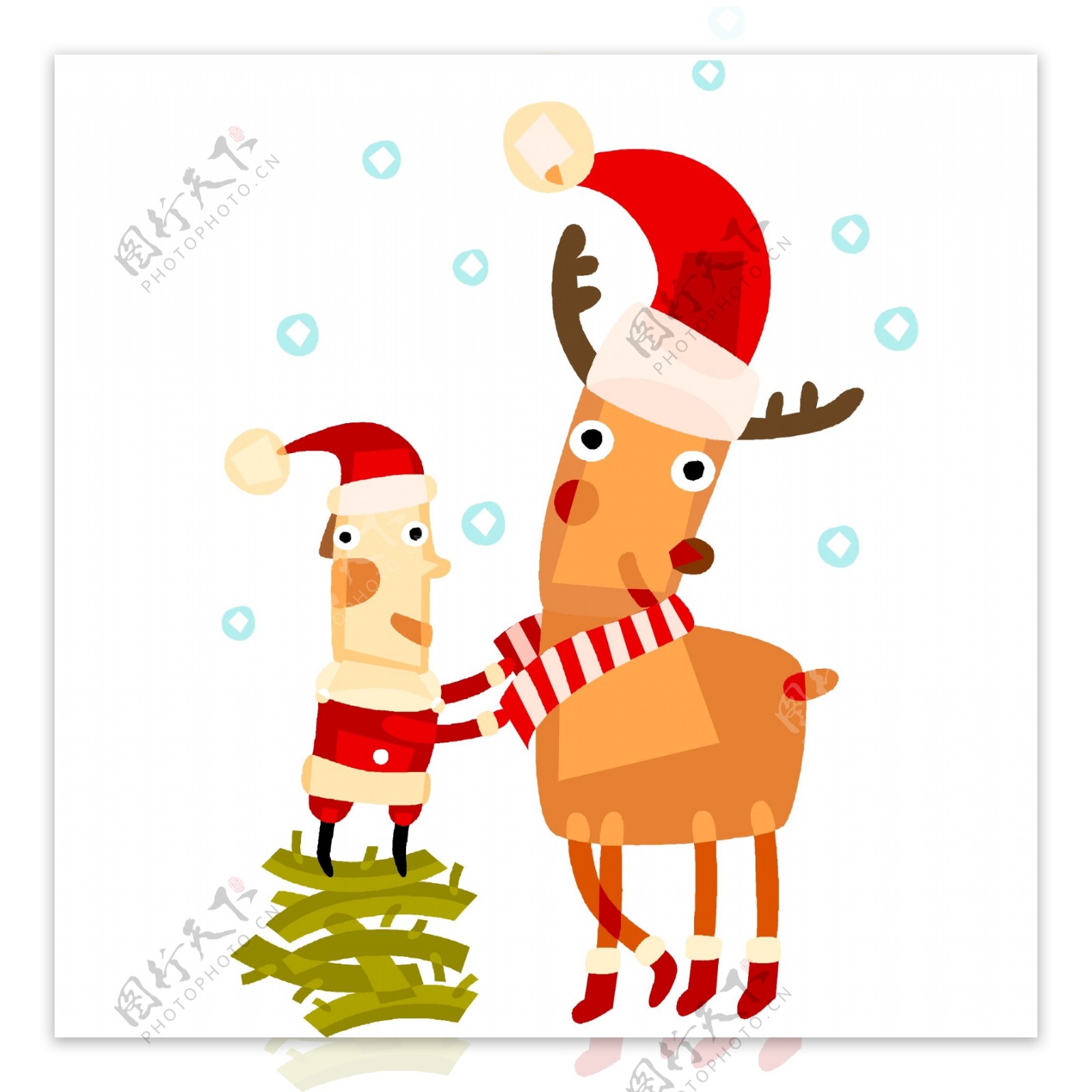 印花矢量图可爱卡通圣诞节男孩麋鹿免费素材