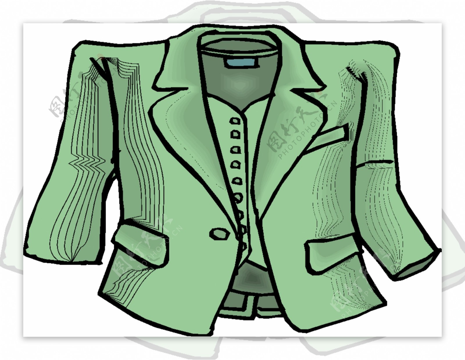 绿色调女款两件套西服设计