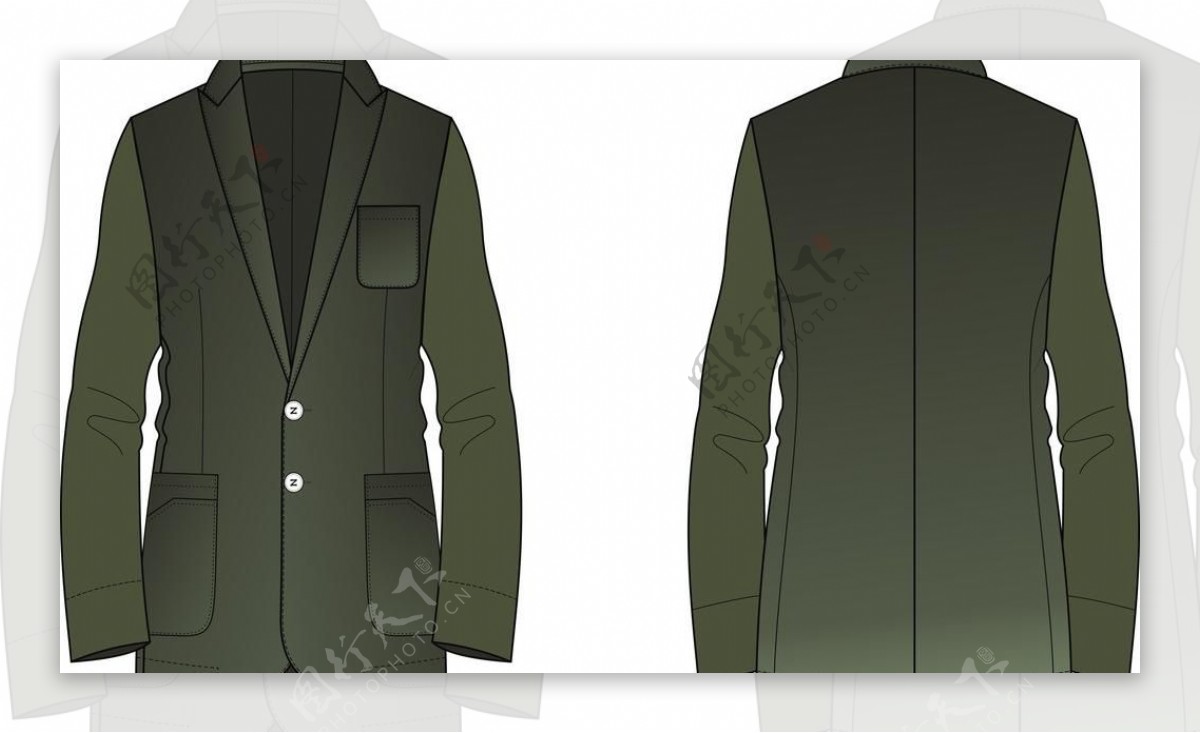 军绿修身大衣款式图图片