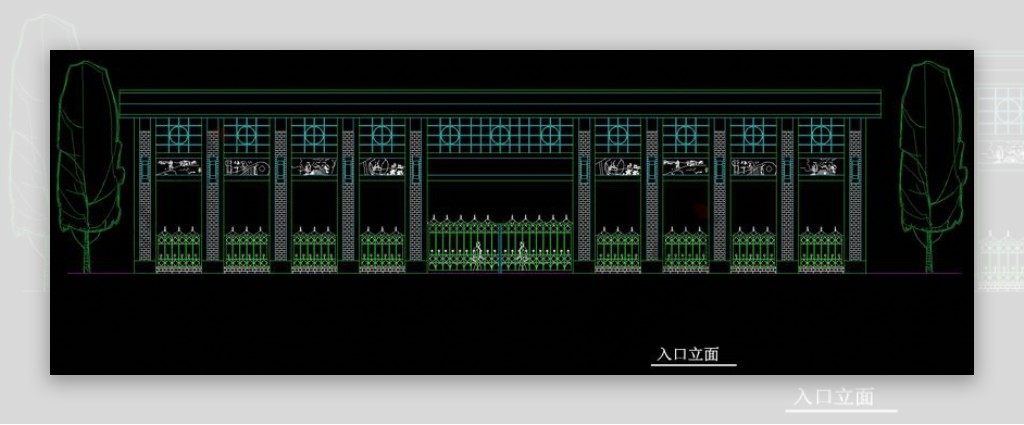 大门cad景观细部