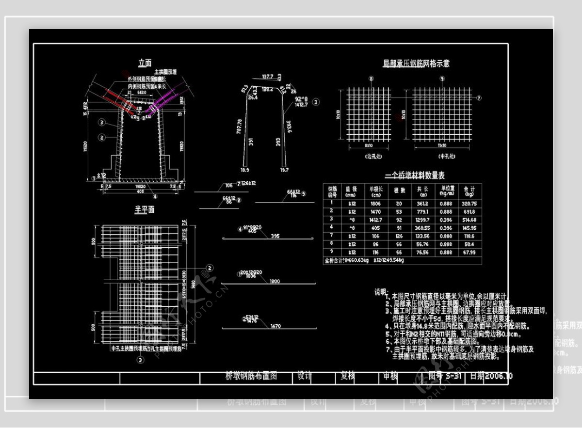 桥墩钢筋布置图cad图纸