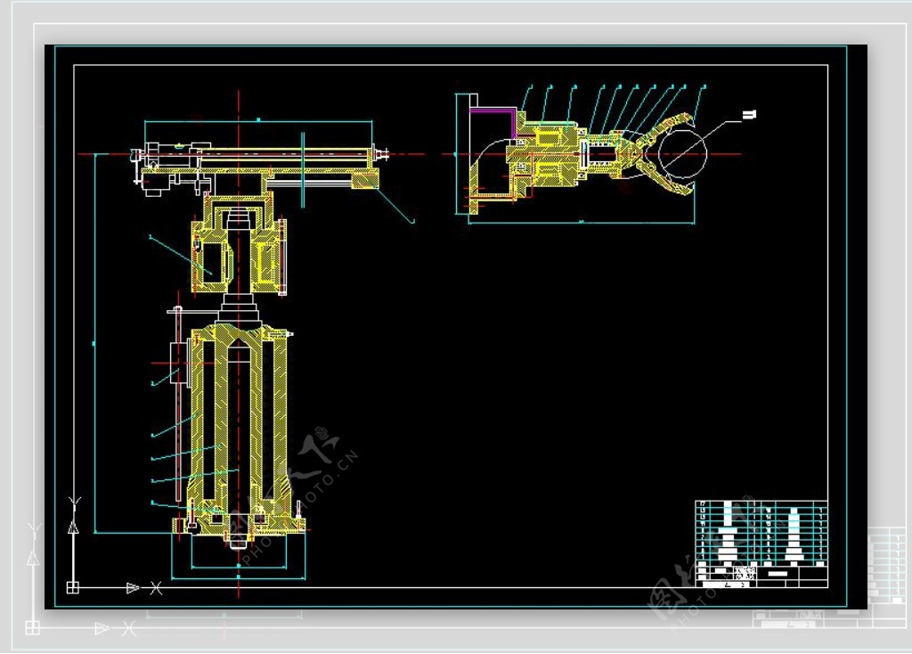 工业机械手装配图CAD图纸