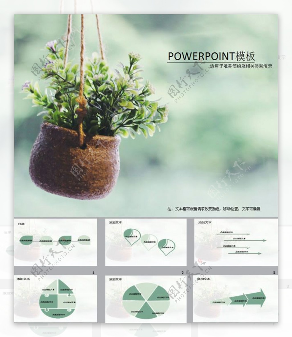 唯美盆栽ppt背景图片下载