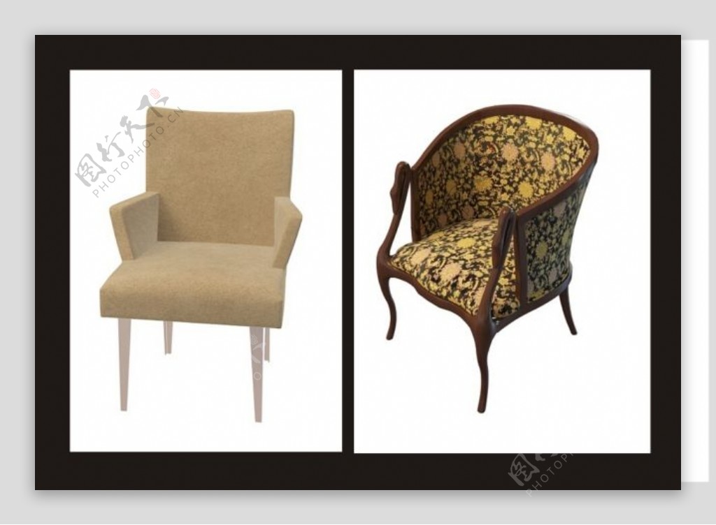实木布艺椅子3d模型