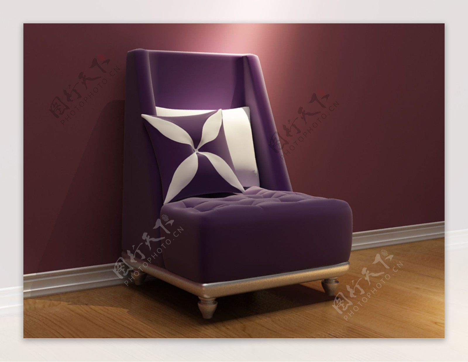 紫色沙发家具装饰模具模型