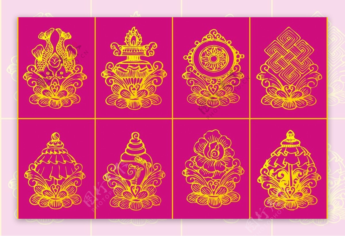 佛教图案西藏八宝图片