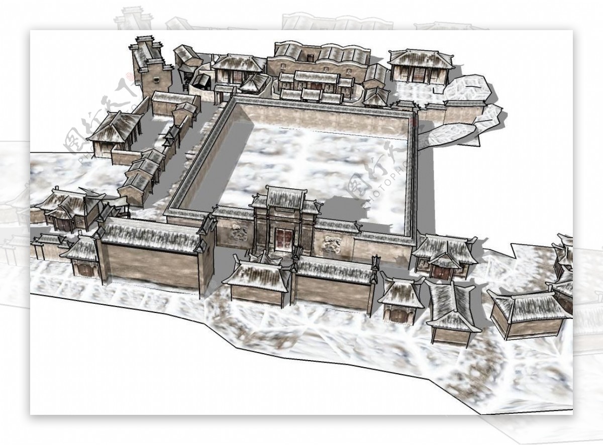 村庄雪景3D模型