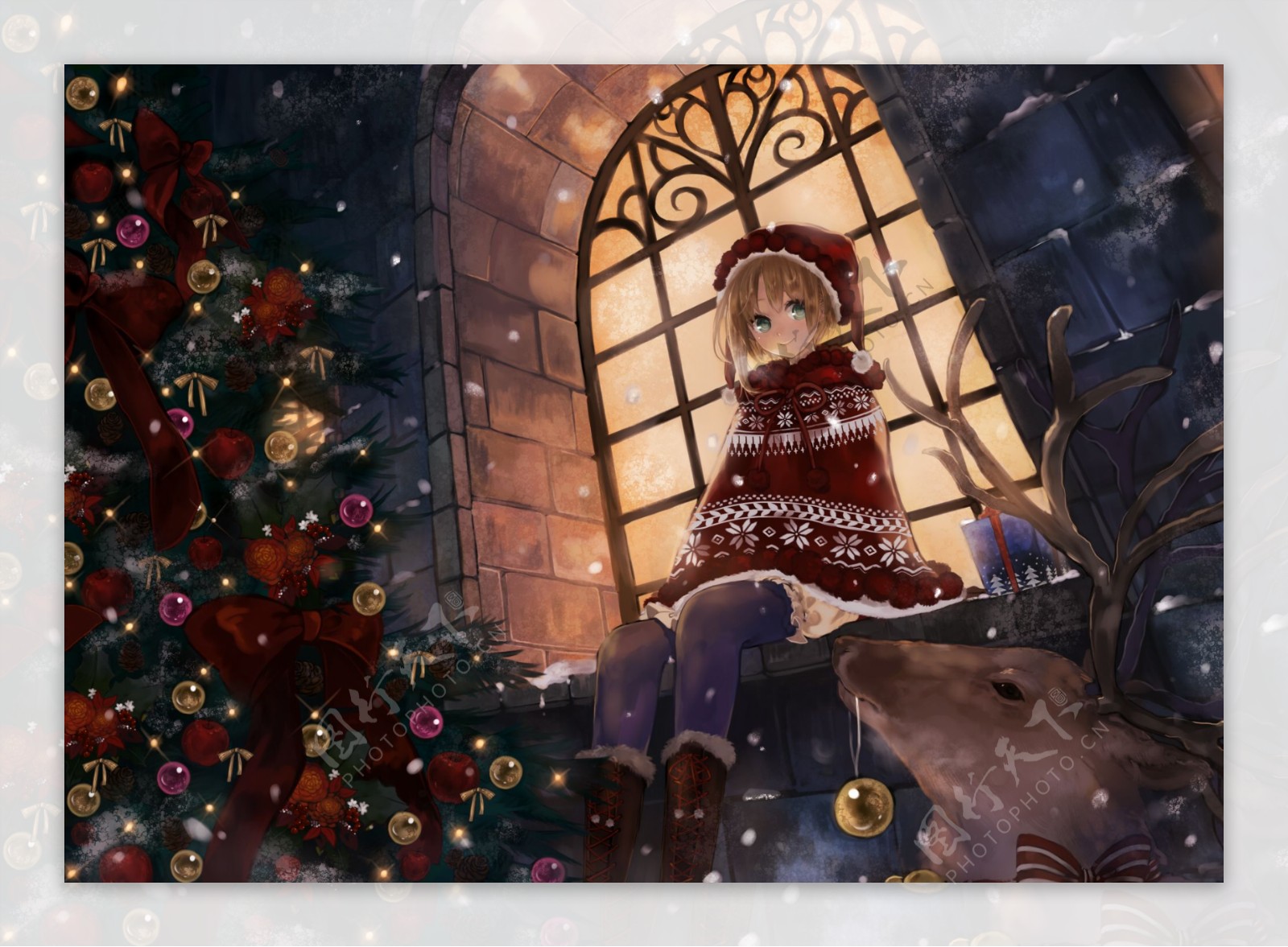 圣诞节雪天可爱萝莉