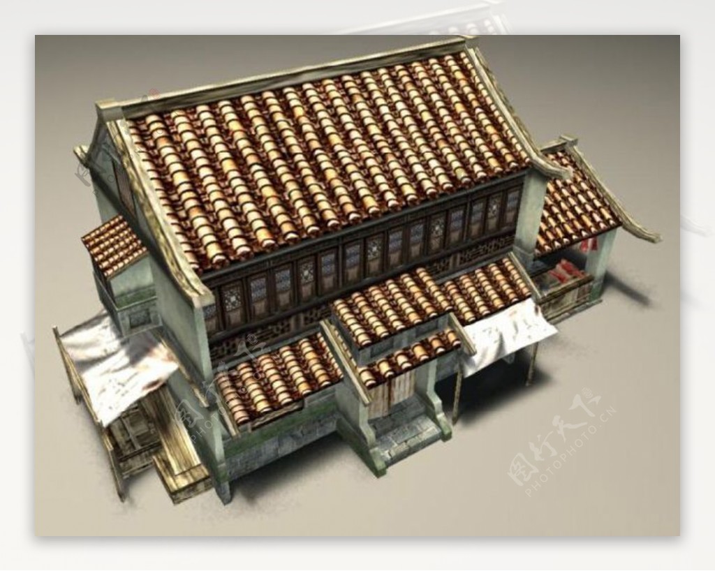 古代村庄模型