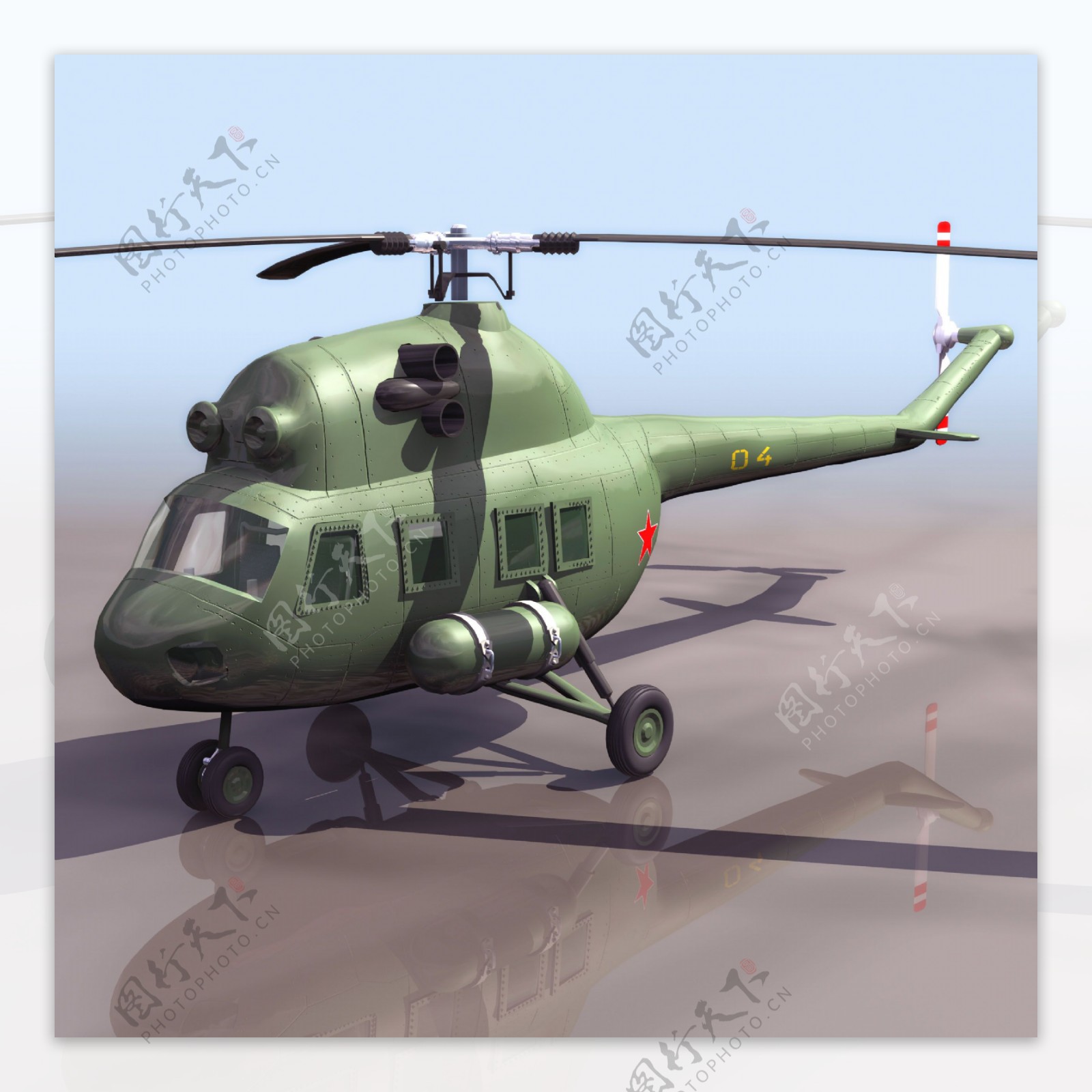 军用中型直升机模型