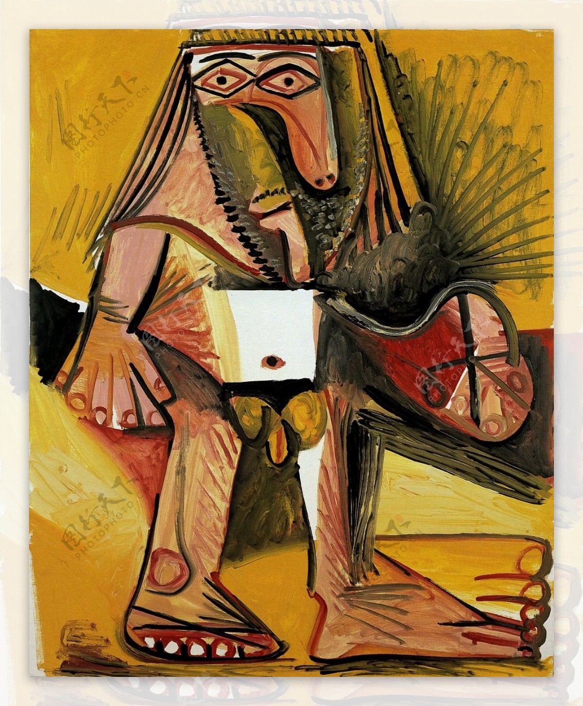 1971Hommenudebout西班牙画家巴勃罗毕加索抽象油画人物人体油画装饰画