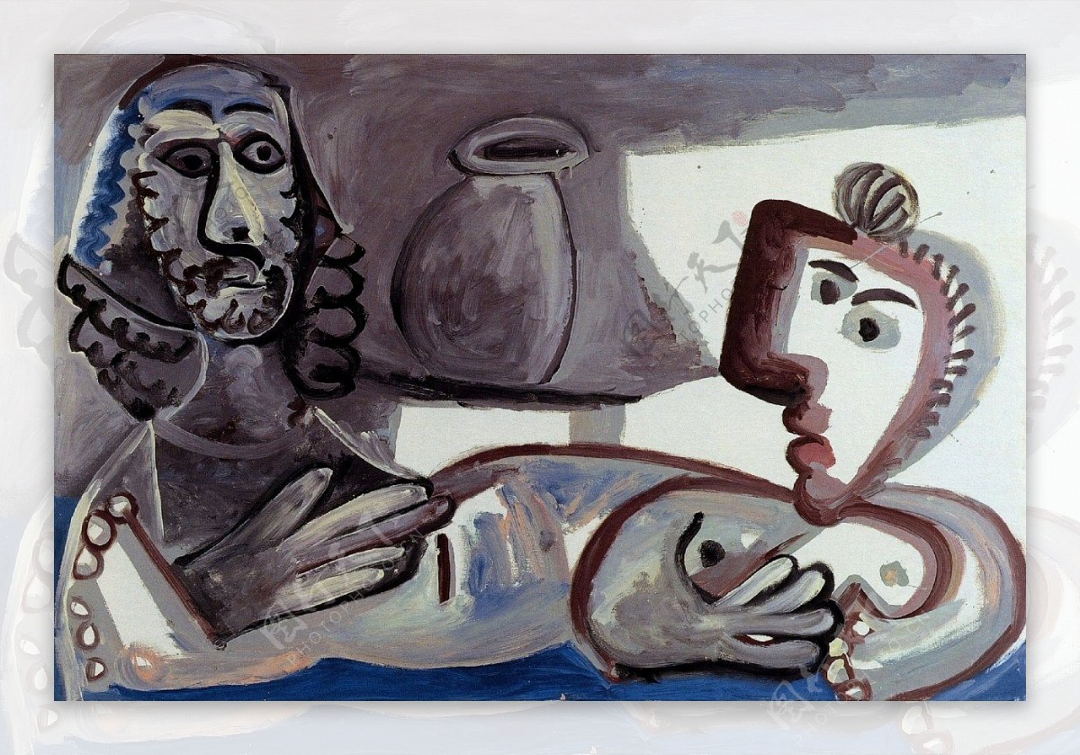 1970Conversation西班牙画家巴勃罗毕加索抽象油画人物人体油画装饰画
