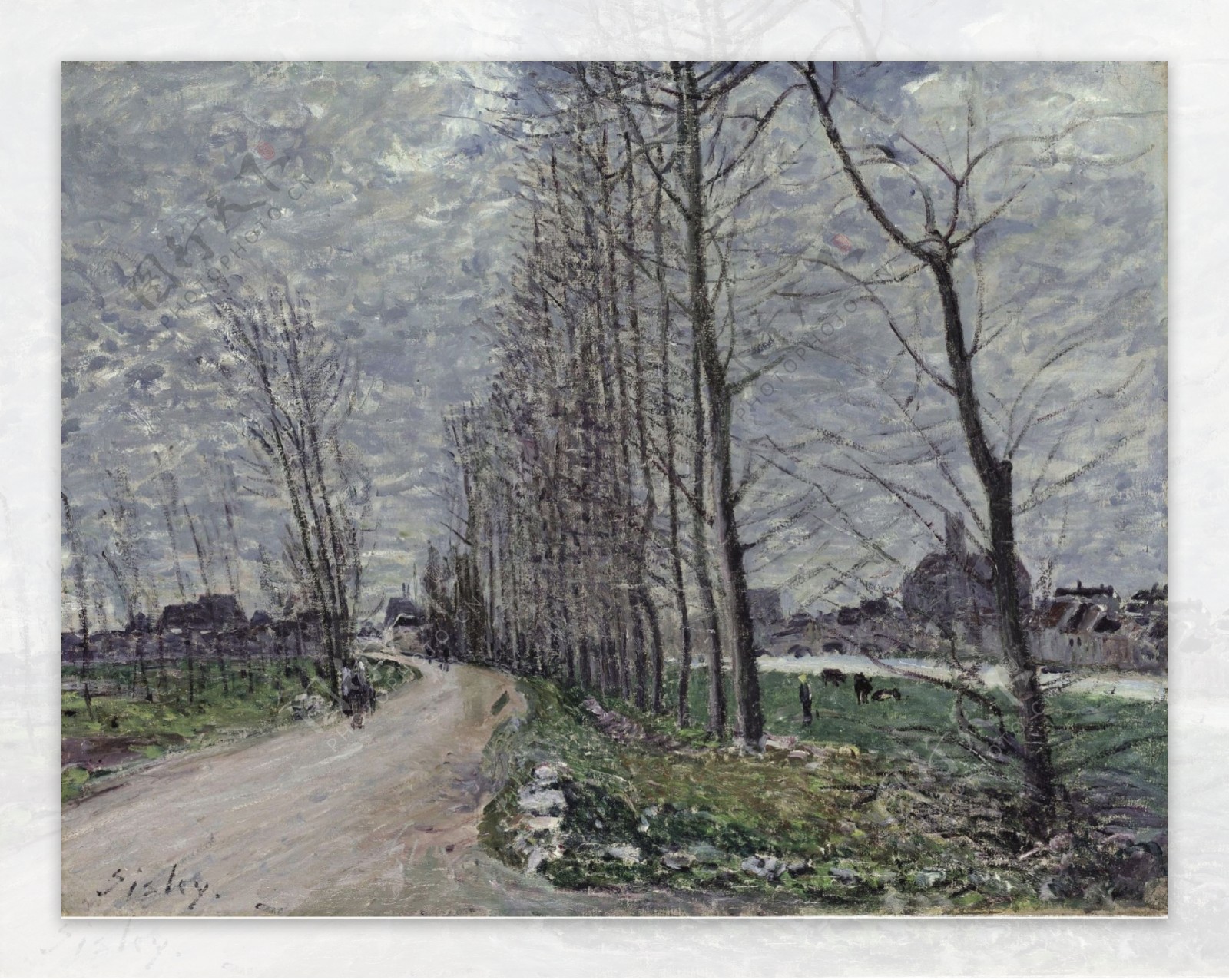AlfredSisleyViewofMoretsurLoing1890法国画家阿尔弗莱德西斯莱alfredsisley印象派自然风景天空油画装饰画