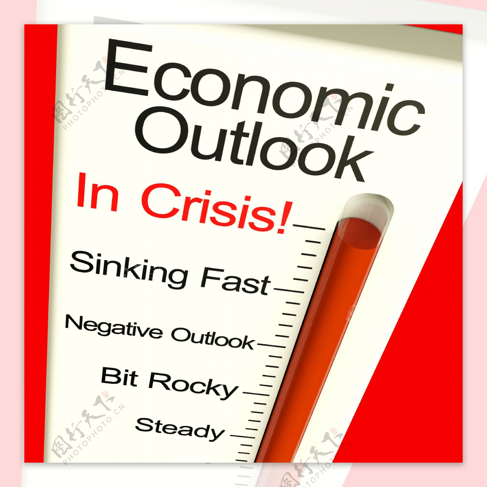 在危机和萧条的经济前景的显示器显示破产