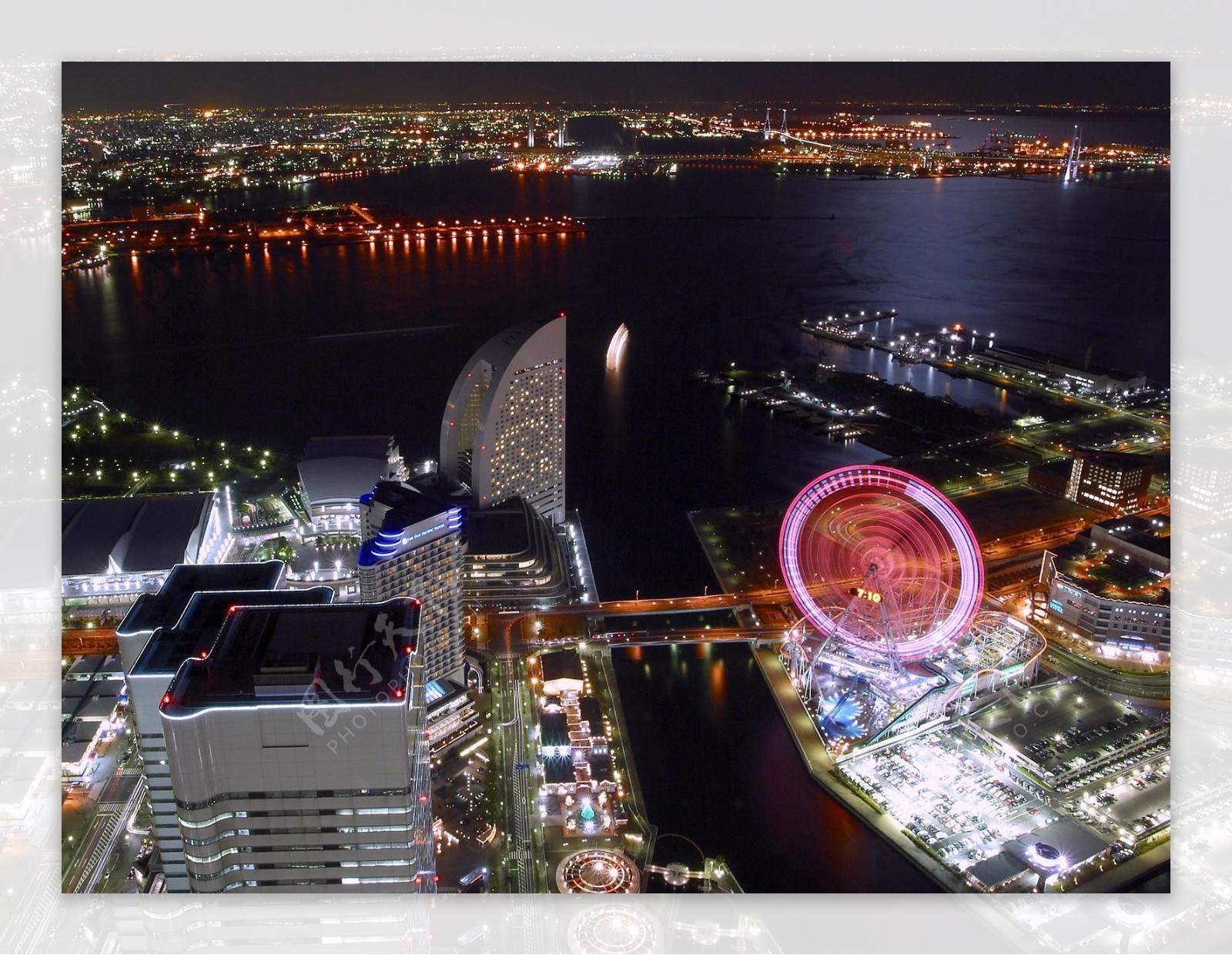 超眩的城市摩天轮夜景高清图片素材