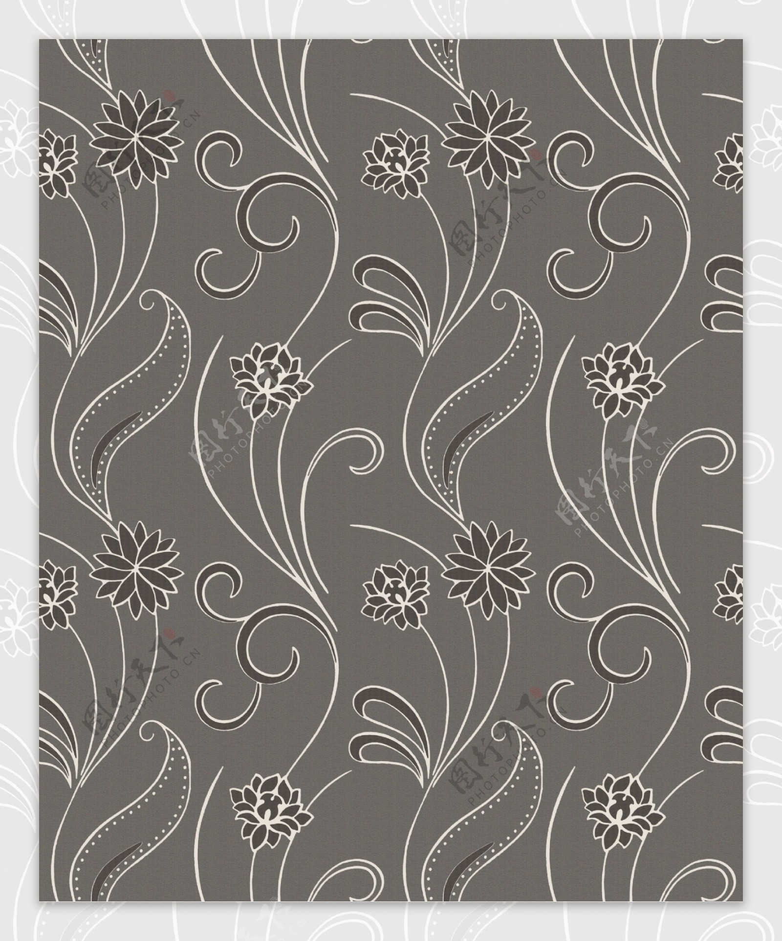 北欧印象系列深灰色花朵超高清无缝贴图壁纸