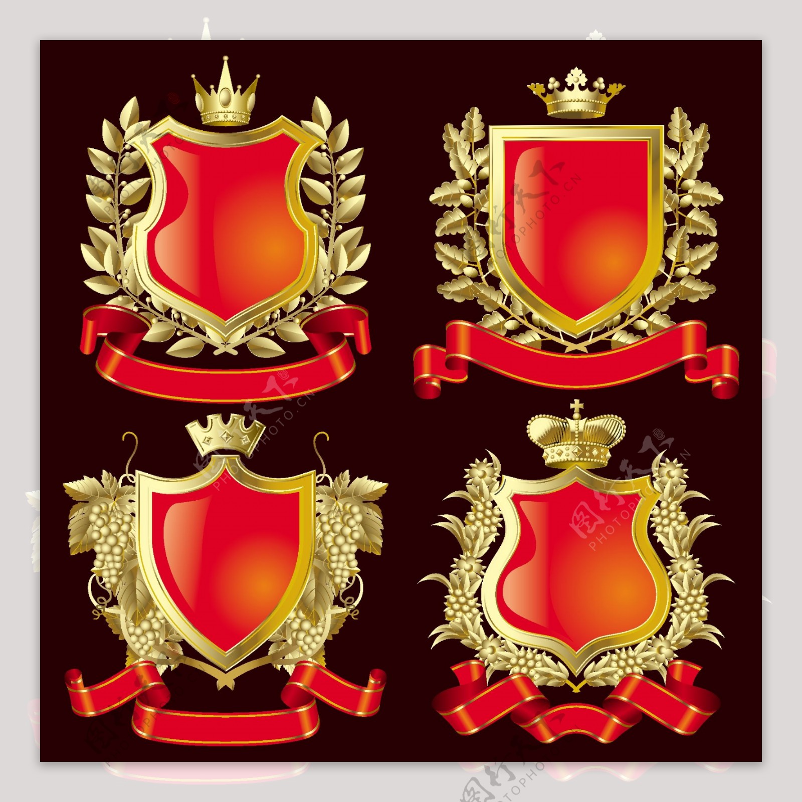 欧式皇冠盾牌矢量素材