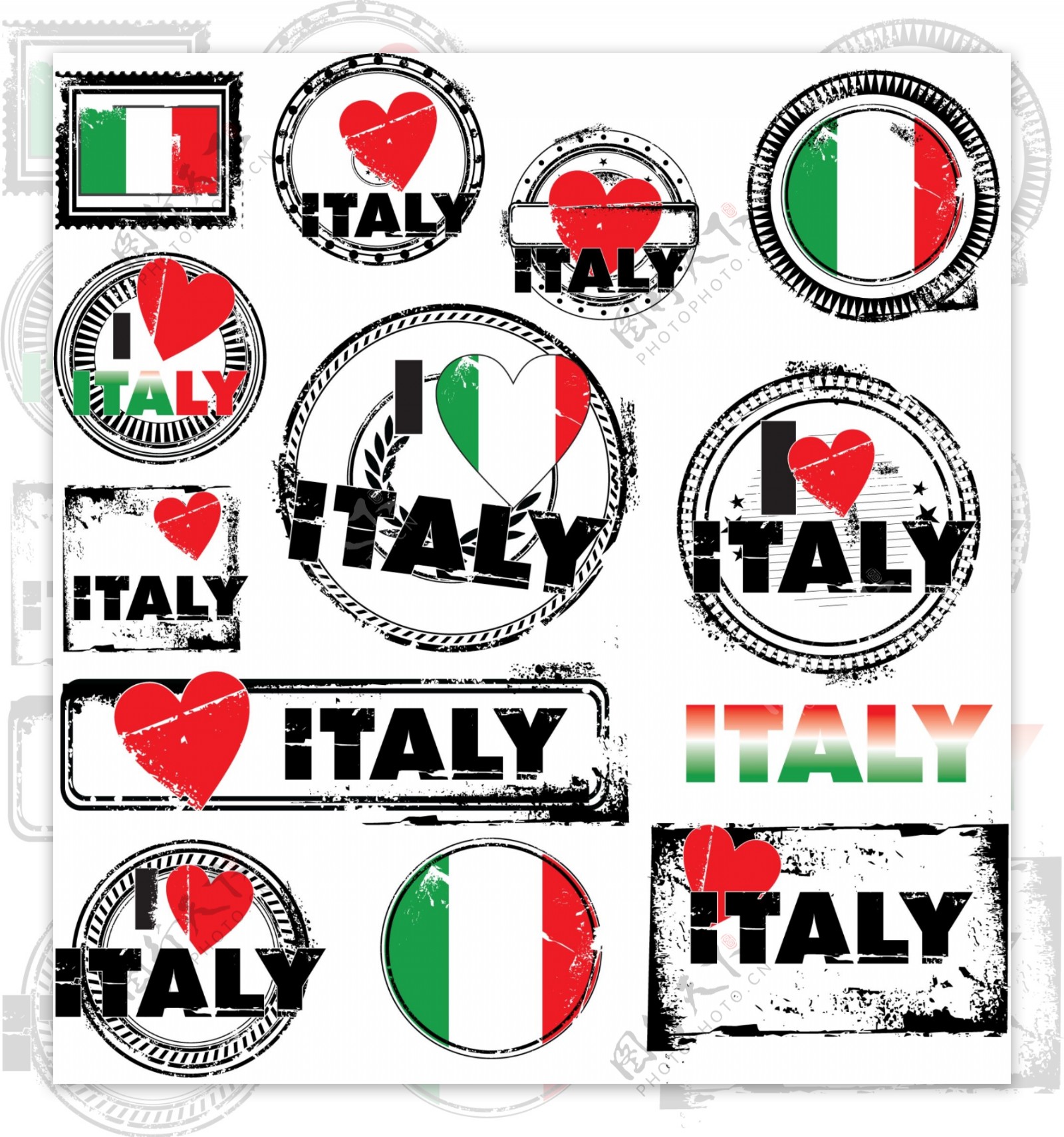 我爱意大利矢量标志设计