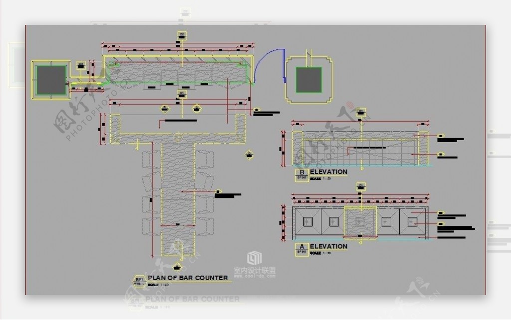 法式餐厅装修CAD施工图附效果图