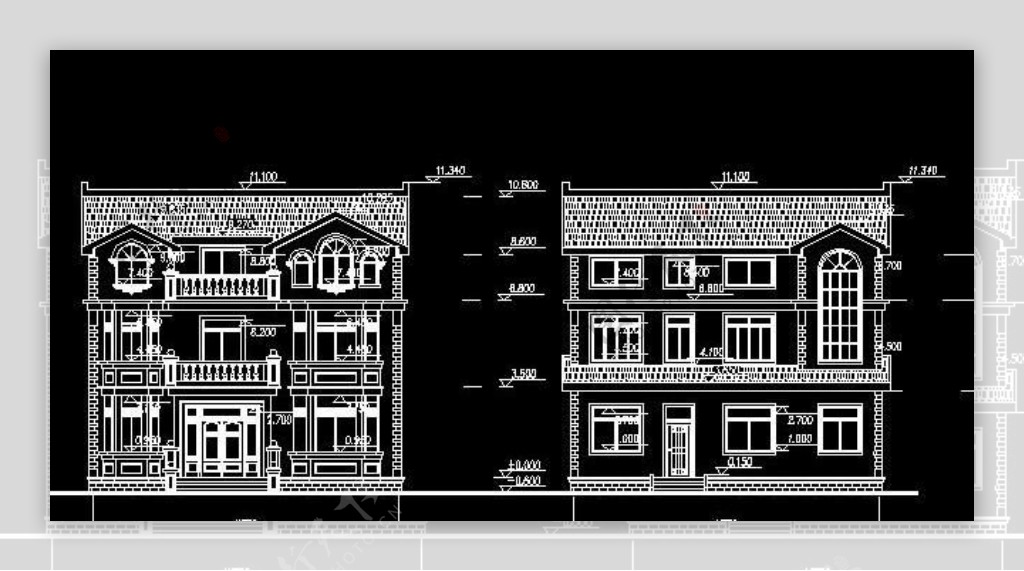 带露台三层农村独立住宅建筑结构设计施工图nbsp20x11