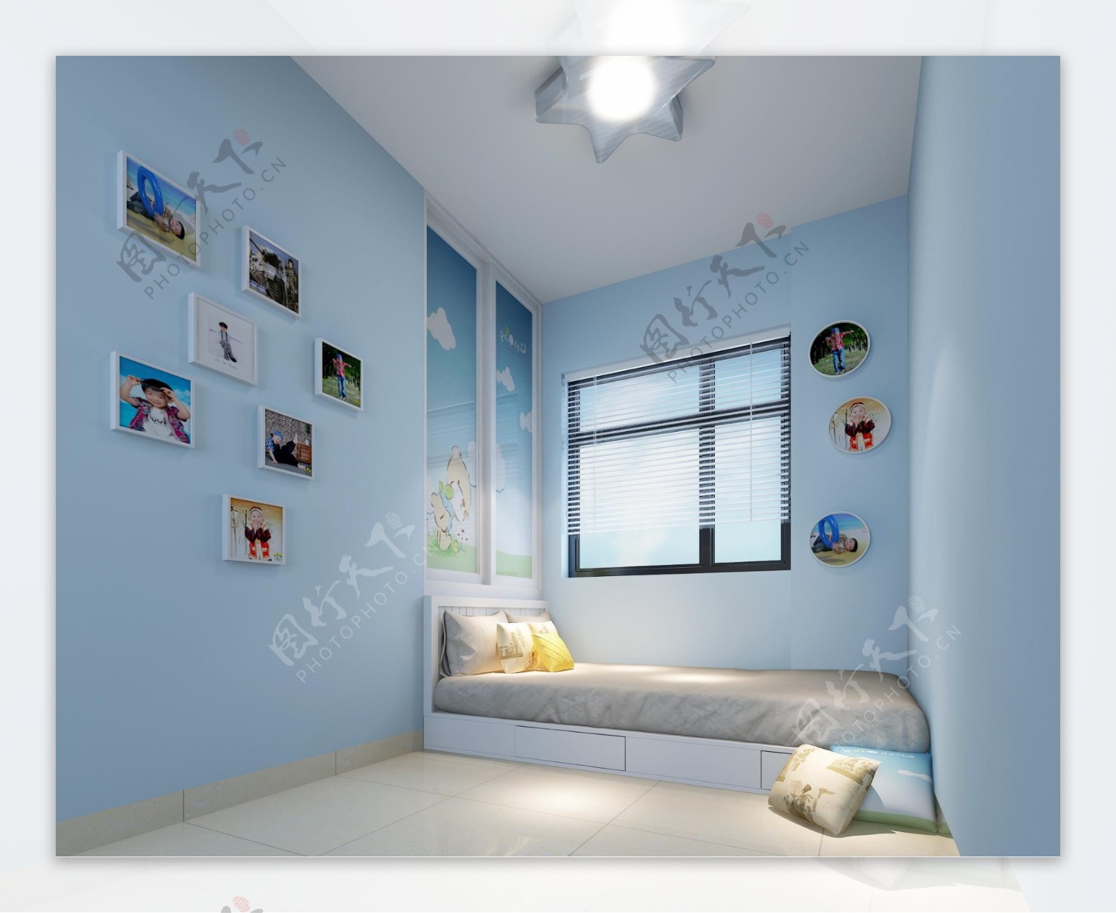 蓝色儿童卧室