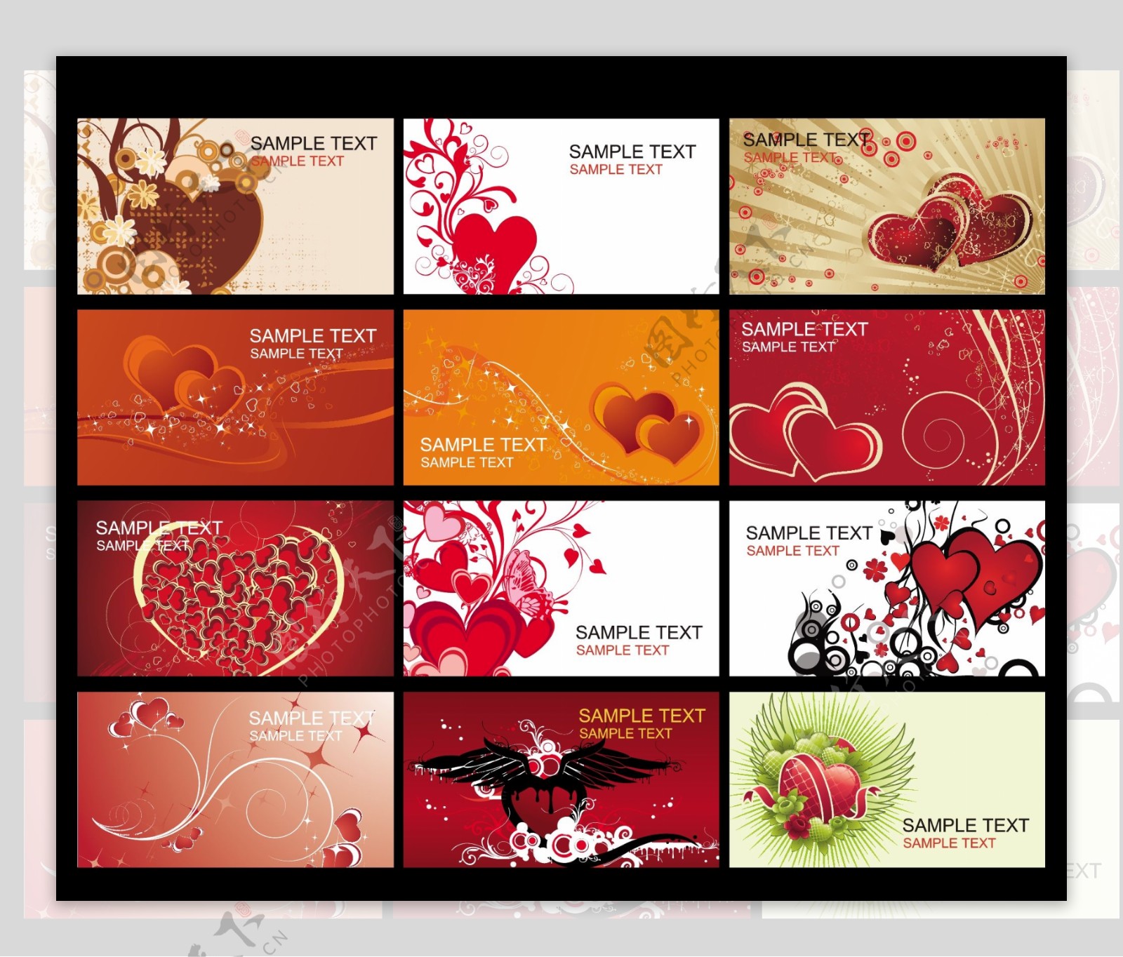 矢量素材红色婚庆名片背景设计