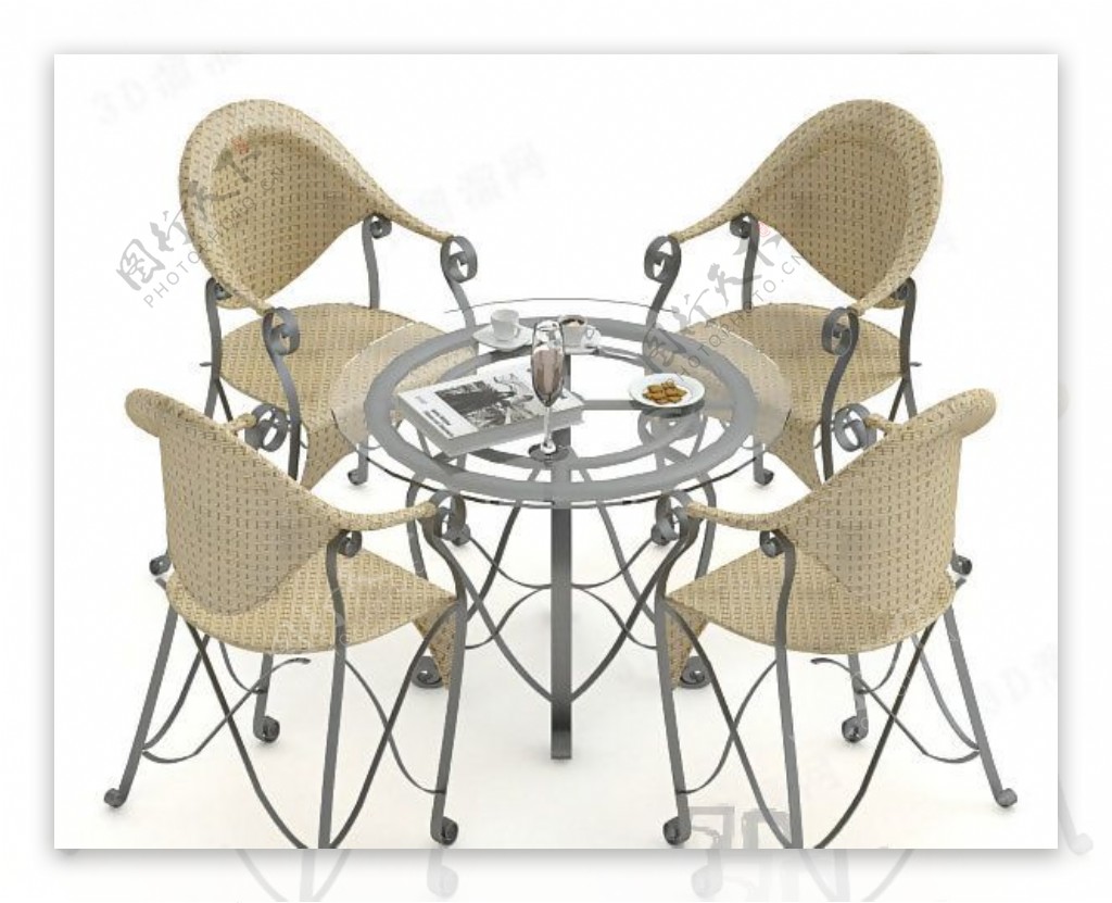 3D休闲桌椅组合模型