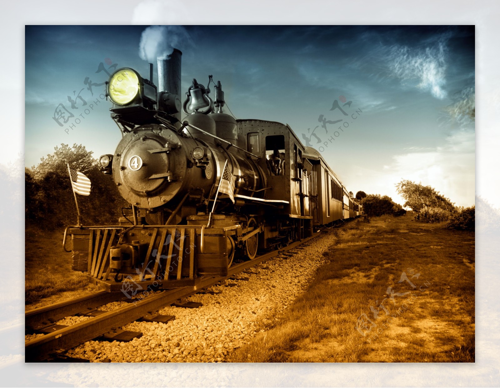 蒸汽式火车头摄影图片