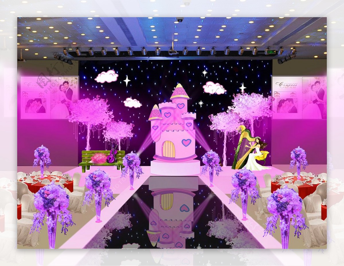粉色城堡婚礼场景效果图