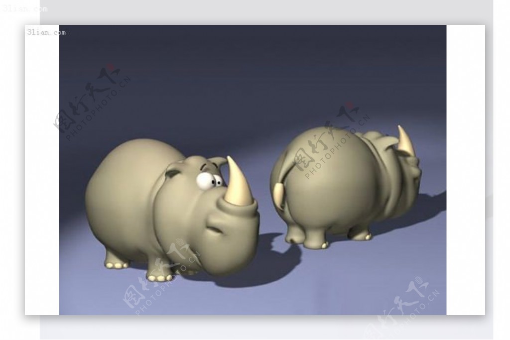 3D卡通犀牛模型
