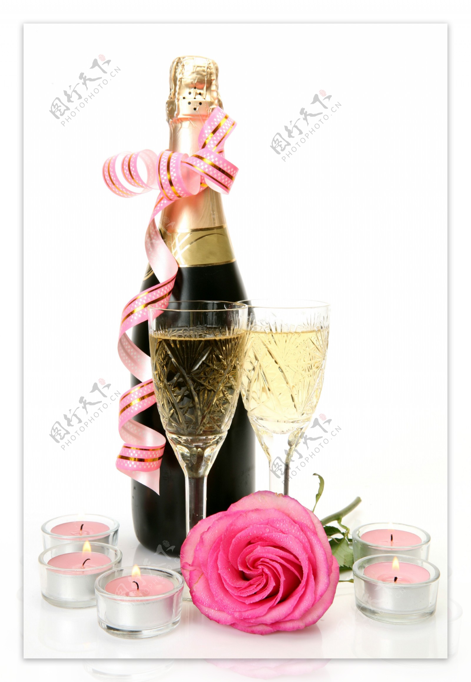 玫瑰香槟美酒图片