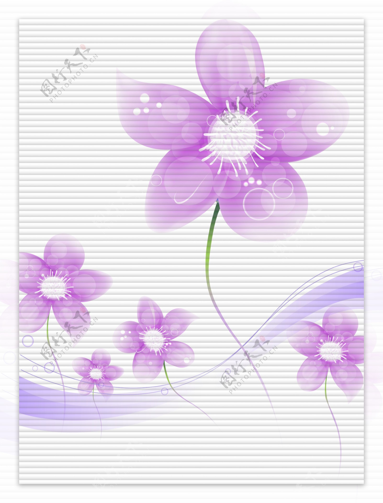 花草移门装饰图片紫色花朵