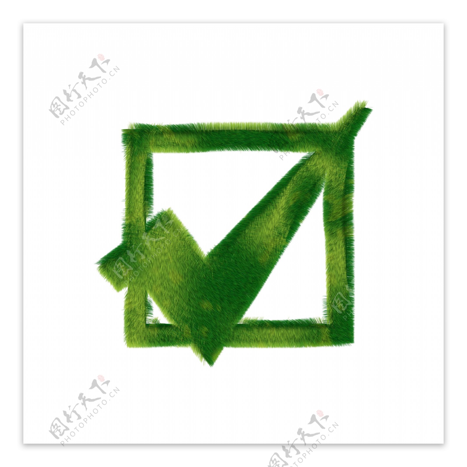 框住的绿色对号环保标志