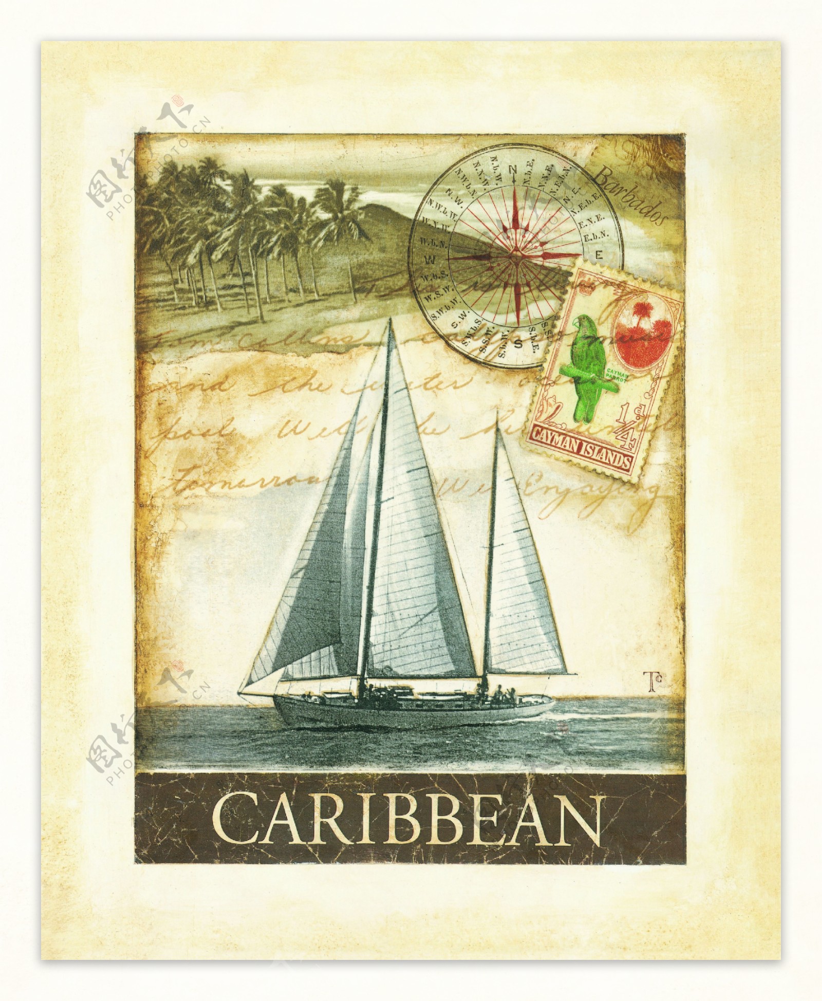 加勒比海上的帆船图片